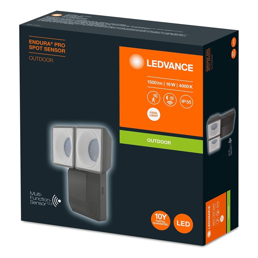 Ledvance - LED-ulkoseinävalaisin anturilla SPOT 2xLED / 8W / 230V IP55