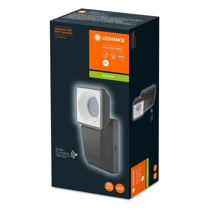 Ledvance -LED Ulkoseinävalaisin anturilla SPOT LED / 8W / 230V IP55 musta