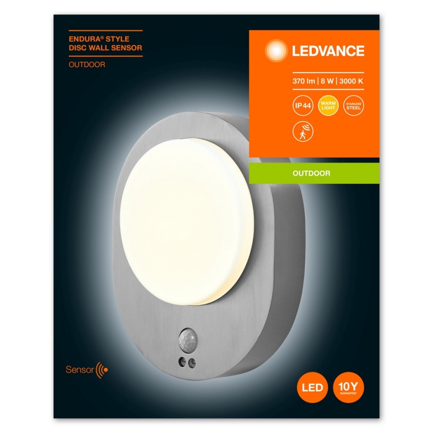 Ledvance - LED-ulkoseinävalaisin sensorilla DISC LED/8W/230V IP44