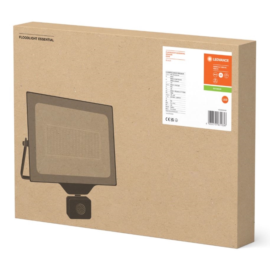 Ledvance - anturilla varustettu LED-ulko-seinävalonheitin FLOODLIGHT ESSENTIAL LED/200W/230V IP44