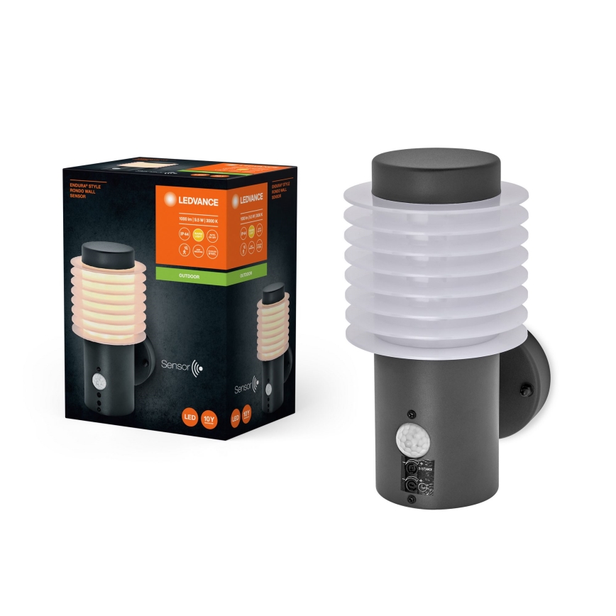 Ledvance - LED Ulkovalo anturilla ENDURA RONDO LED/9,5W/230V IP44 antrasiitti