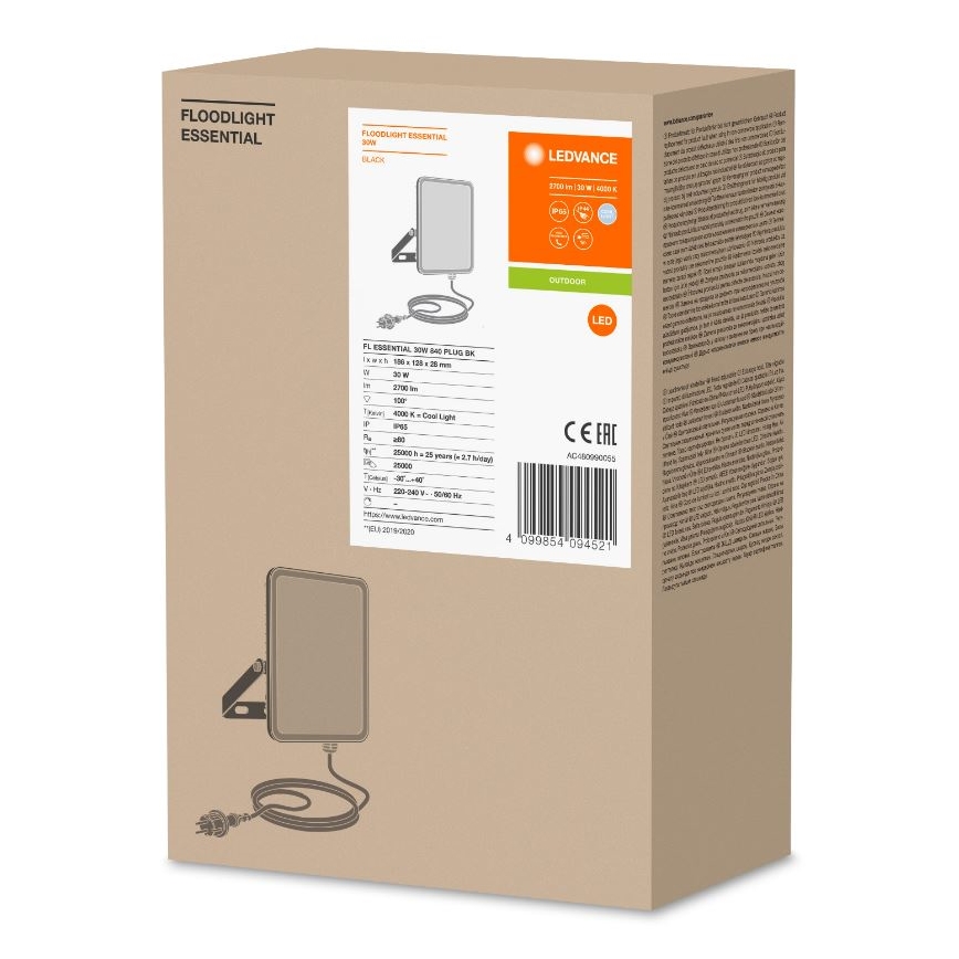 Ledvance - LED Ulkoseinävalonheitin FLOODLIGHT ESSENTIAL LED/30W/230V 4000K IP65