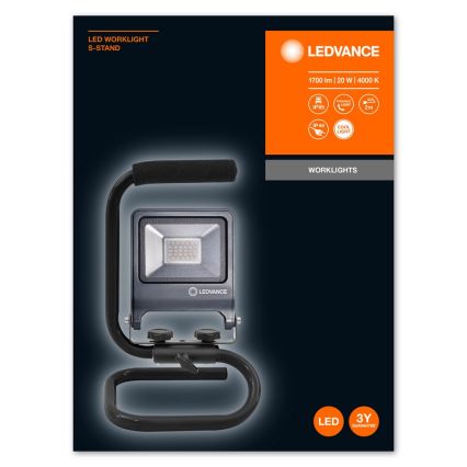 Ledvance - LED-valonheitin kahvalla S-STAND LED/20W/230V IP65