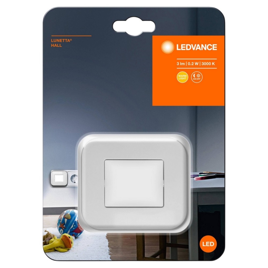 Ledvance - LED-yövalo hämäräkytkimellä LUNETTA LED/0,2W/230V 3000K