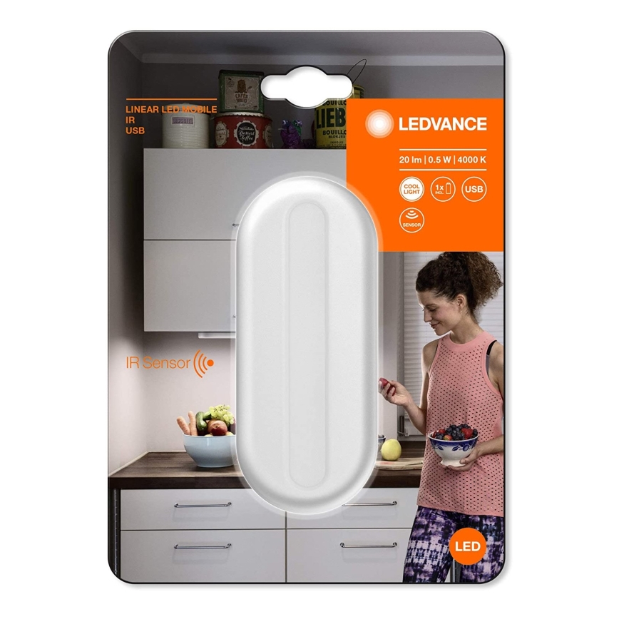 Ledvance - LED-opastevalaisin liiketunnistimella MOBILE LED/0,5W/3,7V 330 mAh CRI 90