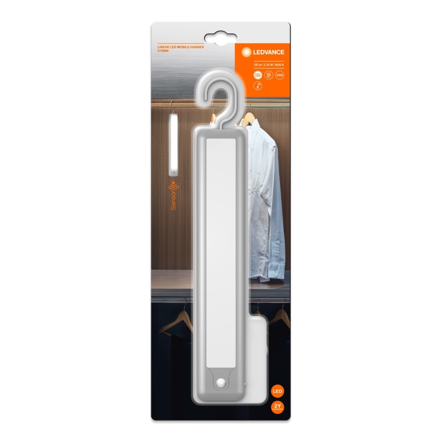 Ledvance - LED-riippuvalaisin liiketunnistimella MOBILE LED/2,35W/5V 1000 mAh