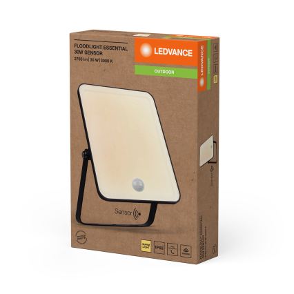 Ledvance - LED-ulkovalonheitin seinäkiinnityksellä, liiketunnistimella ja hämäräkytkimellä FLOODLIGHT LED/30W/230V IP65