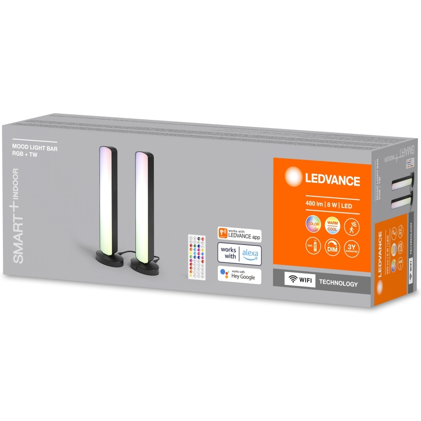 Ledvance - SETTI 2x LED RGBW Himmennettävä pöytävalaisin MOOD LIGHT LED/4W/230V Wi-Fi + kauko-ohjaus