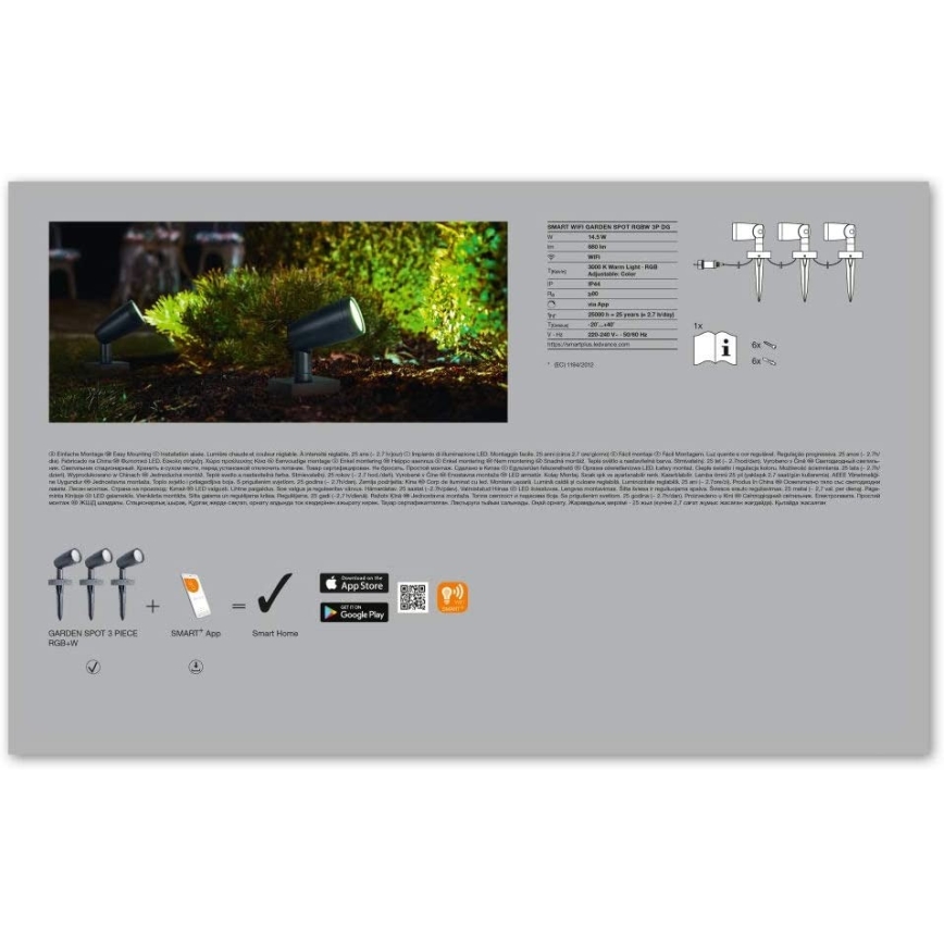 Ledvance - SETTI 3x LED RGBW Ulkovalaisin SMART+ SPOT 3xLED/4,5W/230V IP65 Wi-Fi