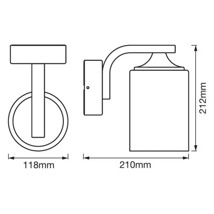 Ledvance - Ulkoseinävalaisin CYLINDER 1xE27/60W/230V IP43