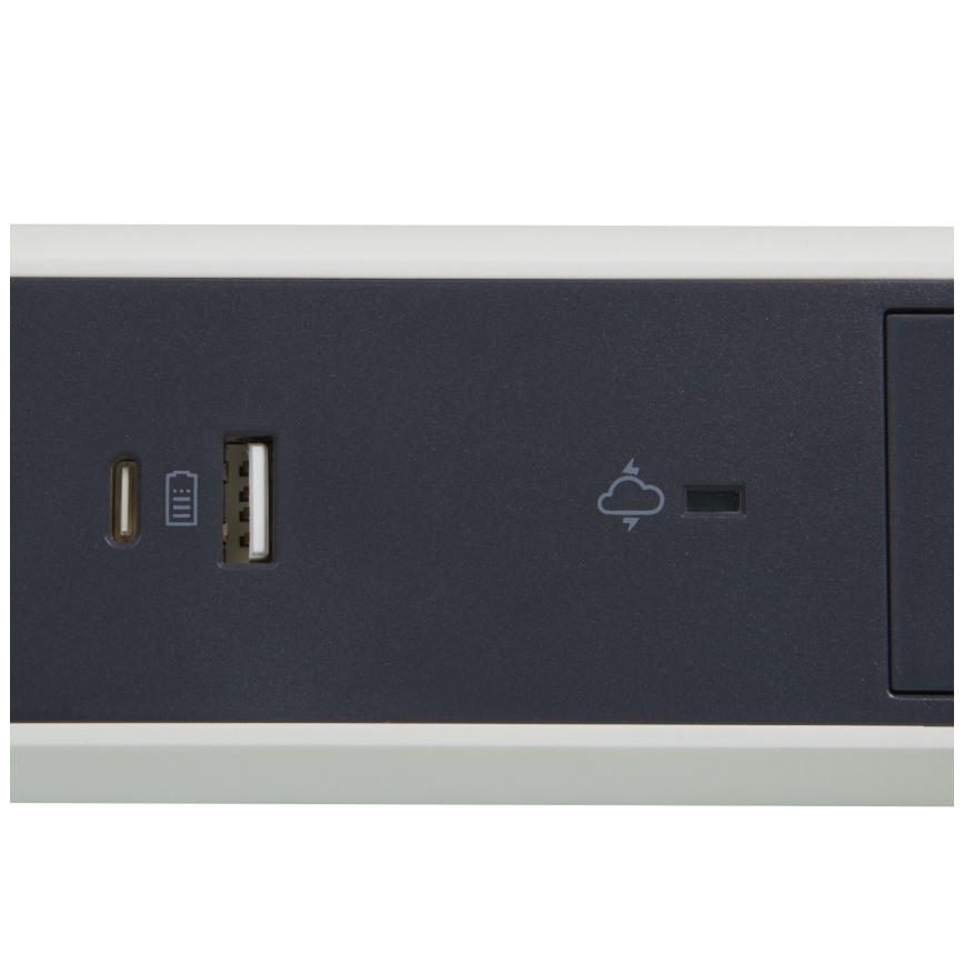 Legrand 049416 - Jatkojohto kytkimellä 3Z Tyyppi E + USB-A + USB-C 1,5m
