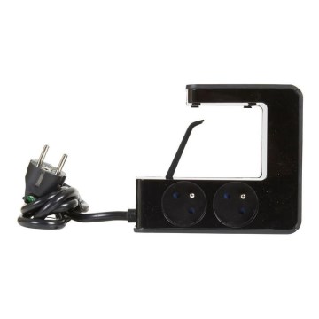 Legrand 050412 - Jatkokaapeli katkaisimella pöytälevyyn 4Z Tyyppi E + 2x USB-A 1,5m musta