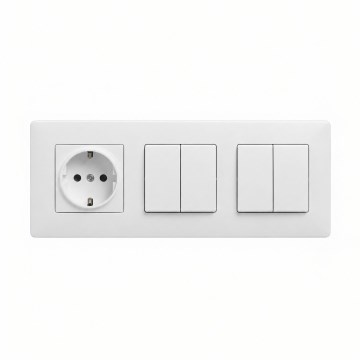 Legrand - 2x kaksiosainen sarjakytkin nro 5 ja SCHUKO-kotipistorasia kehys NILOE STEP 250V valkoinen