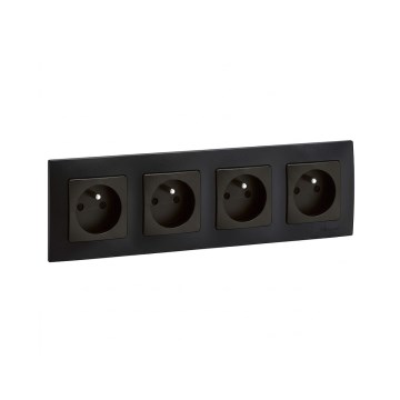 Legrand - 4-paikkainen kotipistorasia kehyksellä NILOE 250V musta