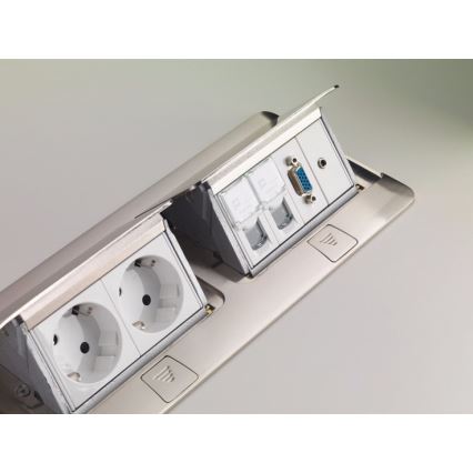 Legrand 54023 - Pistorasiarunko pöydälle POP-UP 2x4M ruostumaton