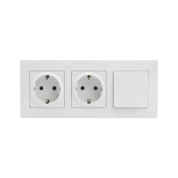Legrand - Kaksinkertainen kotitalous SCHUKO-pistorasia ja yksinapainen katkaisija nro 1 NILOE STEP 250V -kehyksellä valkoinen