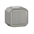 Legrand - Kaksinkertainen portaiden valokatkaisija nro 6+6 PLEXO IP55 harmaa