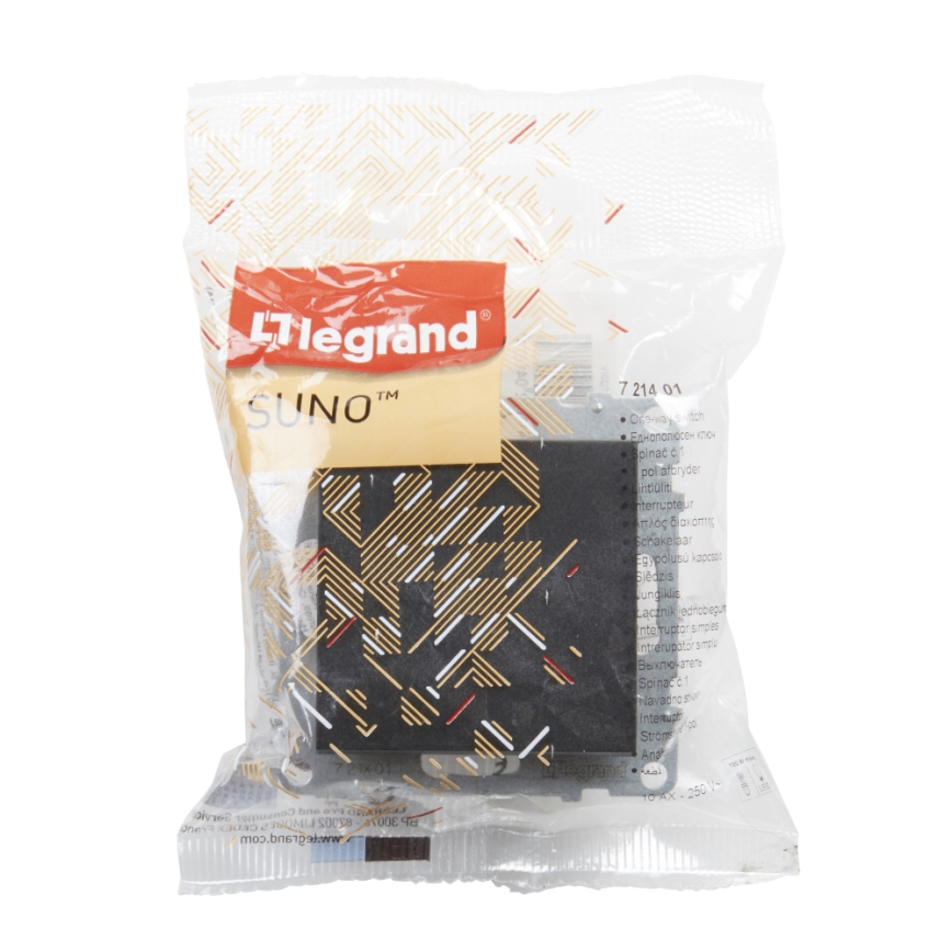 Legrand - Kaksinkertainen portaikon valokatkaisin nro 6+6 ilman kehystä SUNO musta