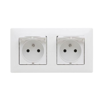 Legrand - Kaksinkertainen ulkopistorasia kotikäyttöön kehyksellä NILOE STEP 250V IP44 valkoinen