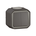 Legrand - Kaksiosainen porraskytkin nro 6+6 PLEXO IP55 antrasiitti
