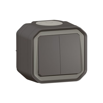 Legrand - Kaksiosainen porraskytkin nro 6+6 PLEXO IP55 antrasiitti