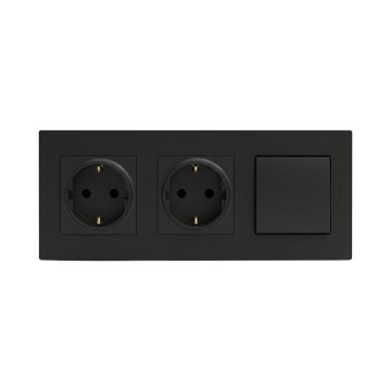 Legrand - Kaksois-SCHUKO-kotipistorasia ja yksinapainen kytkin nro 1 NILOE STEP 250V musta