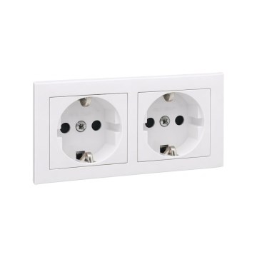 Legrand - Kaksois-SCHUKO-pistorasia SUNO-kehyksellä 250V, valkoinen