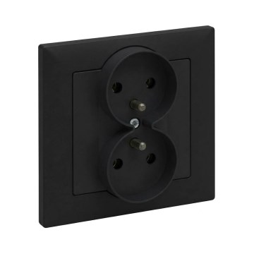 Legrand - Kaksoispistorasia kehyksellä SUNO 250V musta