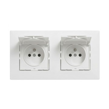 Legrand - Kaksoispistorasia ulkokäyttöön kehys NILOE STEP 250V IP44 valkoinen