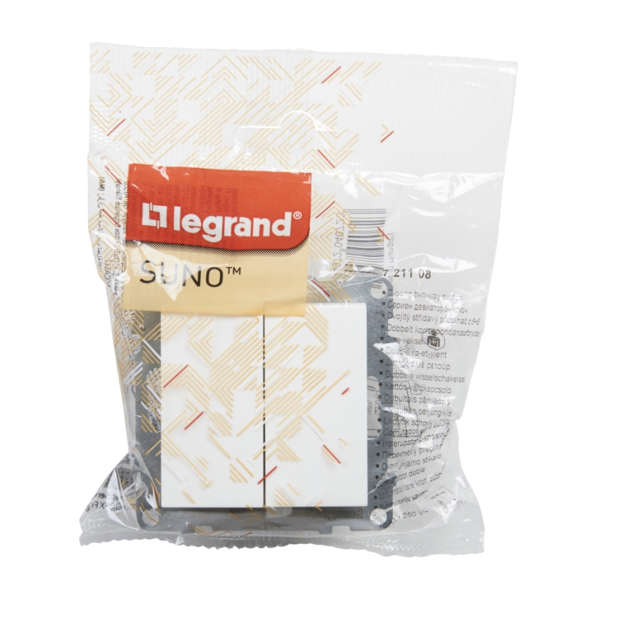 Legrand - Kaksoisportaikon kytkin nro 6+6 ilman kehystä SUNO valkoinen
