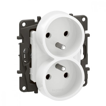 Legrand - Kehyksetön kaksoispistorasia NILOE 250V valkoinen