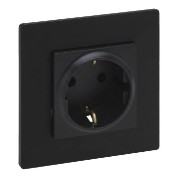 Legrand - Kodin SCHUKO-pistorasia kehyksellä NILOE STEP 250V musta