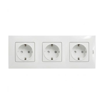 Legrand - Kolmoispistorasia SCHUKO kotikäyttöön, kehys NILOE, 250 V, valkoinen