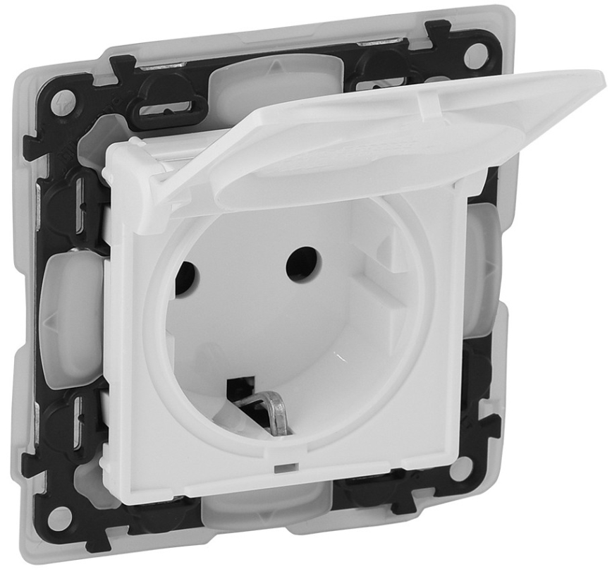 Legrand - Kotitalouspistorasia SCHUKO kehyksellä VALENA LIFE 250V IP44 valkoinen