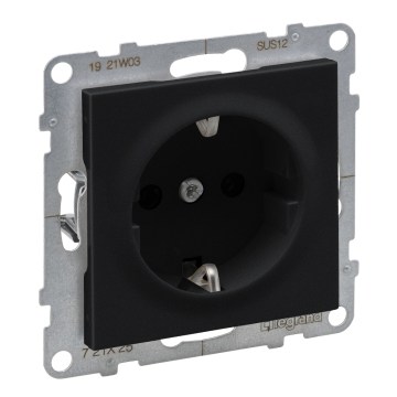 Legrand - Kotitalouspistorasia SCHUKO kehyksetön SUNO 250V musta