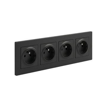 Legrand - Neliosainen kotipistorasia kehyksellä NILOE STEP 250V musta