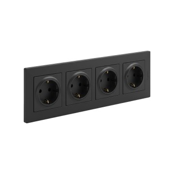 Legrand - Nelipaikkainen kotitalouspistorasia SCHUKO, kehys NILOE STEP, 250V, musta