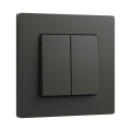 Legrand - NILOE STEP kaksinkertainen porraskytkin, kehys nro 6+6, musta
