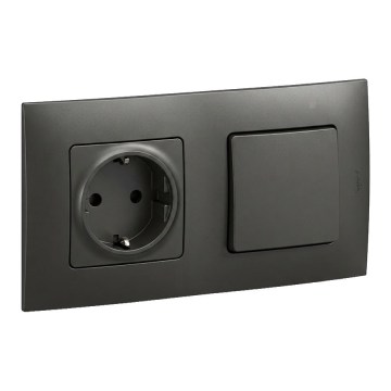 Legrand - SCHUKO-seinäpistorasia ja yksinapainen kytkin nro 1 NILOE-kehykseen 250V musta