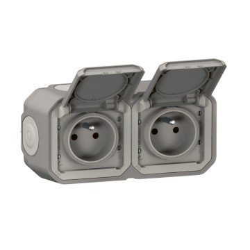 Legrand - Ulkokäyttöinen kaksoispistorasia PLEXO 250V IP55 harmaa