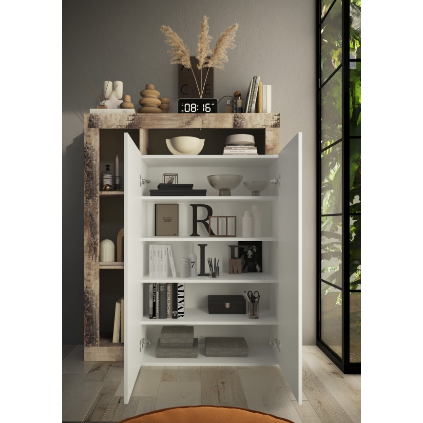 LENOR-kaappi, valkoinen/vaahtera