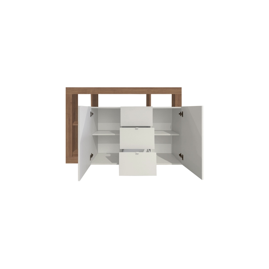 LENOR-lipasto, valkoinen/tammi