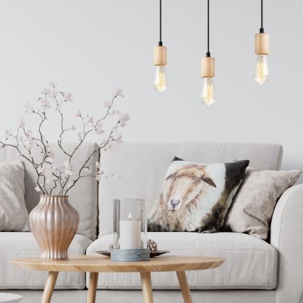 Kattovalaisin LEON 3xE27/60W/230V pyökki, johdolla