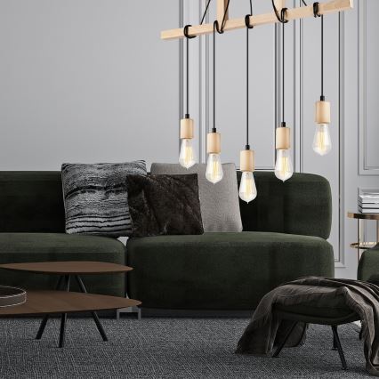 Kattovalaisin LEON 5xE27/60W/230V pyökki, johdolla