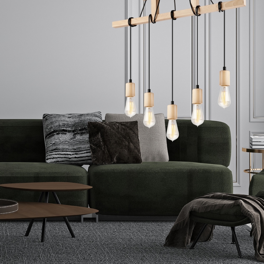 Kattovalaisin LEON 5xE27/60W/230V pyökki, johdolla