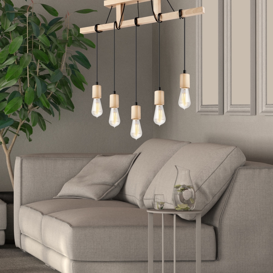 Kattovalaisin LEON 5xE27/60W/230V pyökki, johdolla