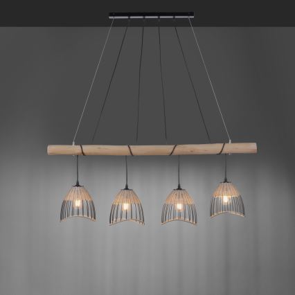 Leuchten Direkt 11156-79 - Kattokruunu johdossa REED 4xE27/60W/230V eukalyptus