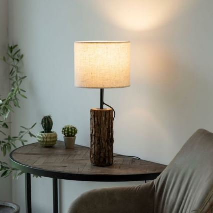 Leuchten Direkt 11233-79 - Pöytävalaisin BARK 1xE27/40W/230V puu