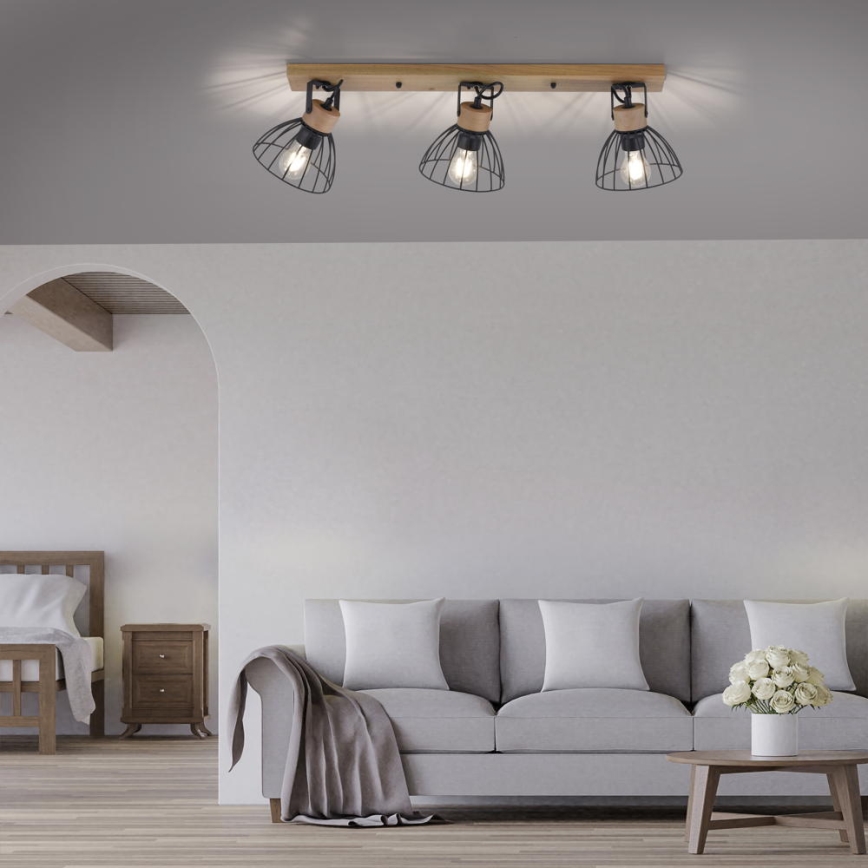 Leuchten Direkt 11418-18 - Kohdevalo LAMI 3xE27/25W/230V akaasia/metalli