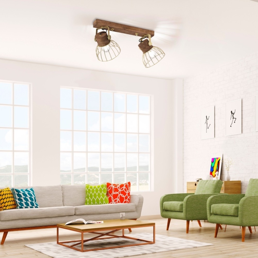 Leuchten Direkt 11487-60 - Kohdevalo ALAMI 2xE27/25W/230V mangopuu